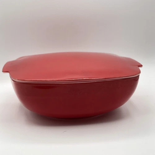 Vintage Pyrex Red Glass Square Casserole Dish 525B A-16 Covered Bowl 525-C Lid