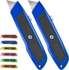 2 Pack Box Cutter, Heavy Duty Utility Knife for Construction, Carpet, Cardboard,