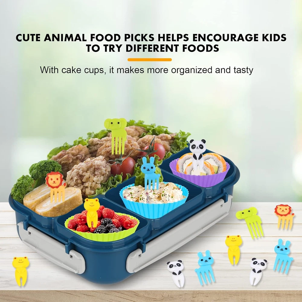Bento Box, Lunch Box Kids, 1300ML Bento Box Adult Lunch Box with 4 Compartment &