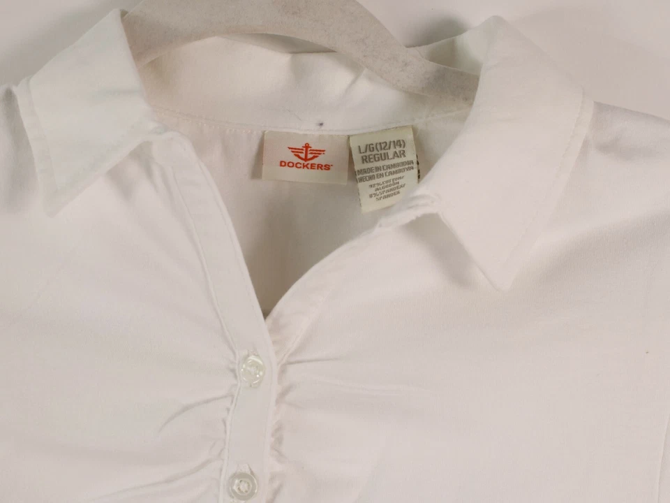 Dockers Approved School Wear White Girl's Tops L 12/14 Foto 3 de 4