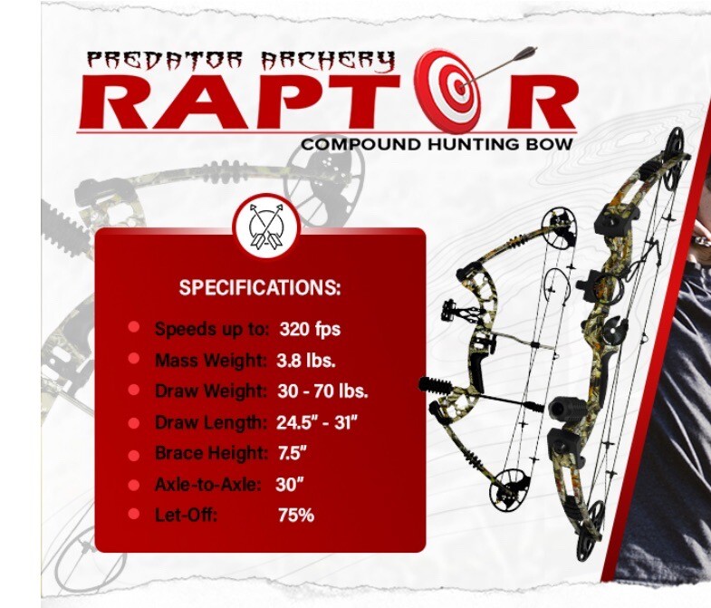 Predator Archery Raptor Compound Bow Fully Adjustable Right Hand