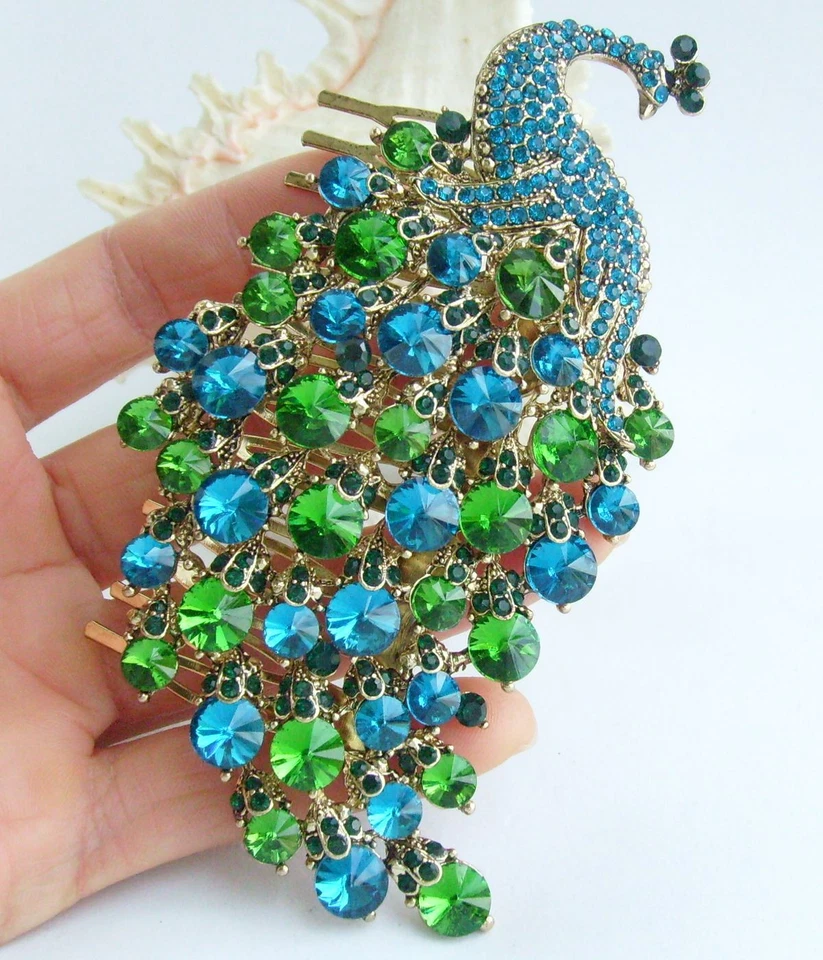 Peine de pelo de pavo real cristal estrás turquesa vintage tocado FSE05651C2 Foto 2 de 4
