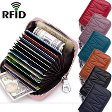 RFID 12 Card Slots Credit Card Holder Genuine Leather Small Card Case for Women