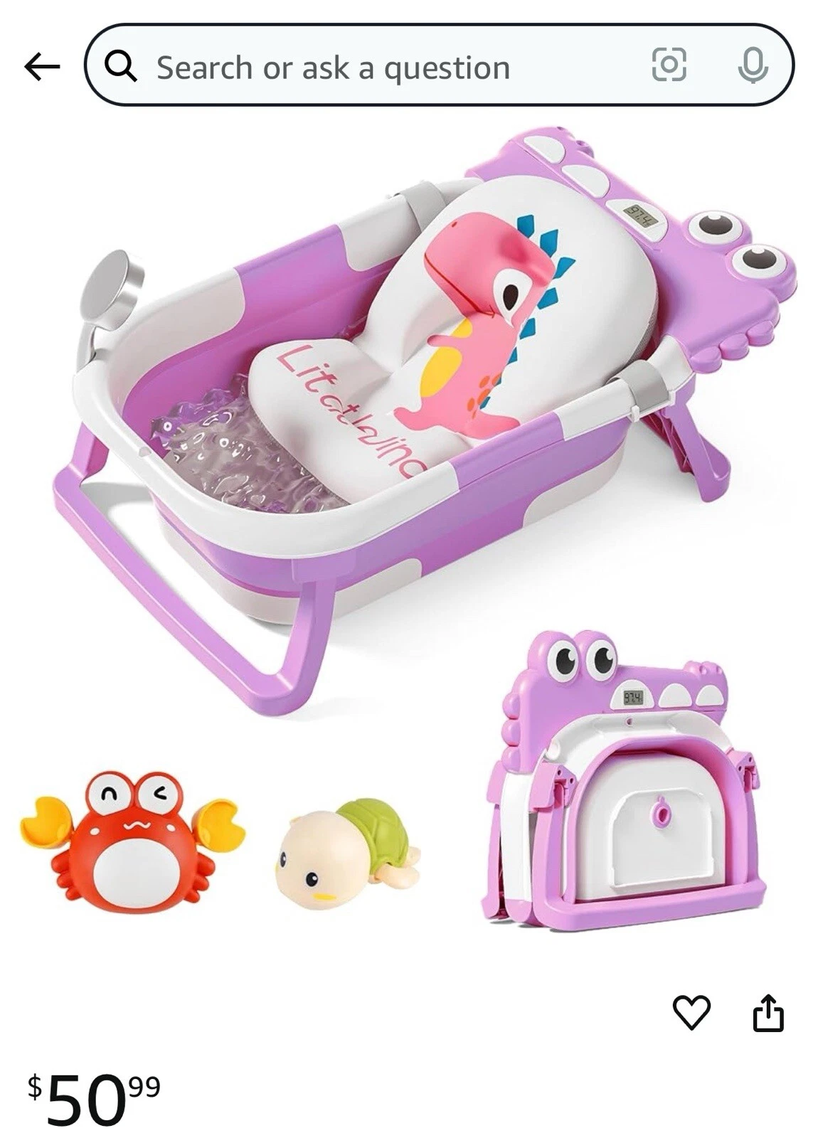 Collapsible Baby Bathtub for Infants to Toddler Foldable Portable Tub Travel