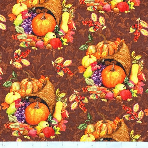 Autumn Cornucopia Harvest Pumpkin Sewing Cotton Quilting Fabric 1/2 Yard - Picture 2 of 3