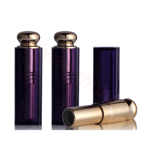 Dia: 9 mm fai da te viola/oro nero campione da viaggio tubo rossetto vuoto bottiglia balsamo per labbra - Foto 4 di 4