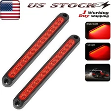 2X 10" Red Sealed Trailer Truck Lorry Stop Tail Rear 15 LED Turn Brake Light Bar