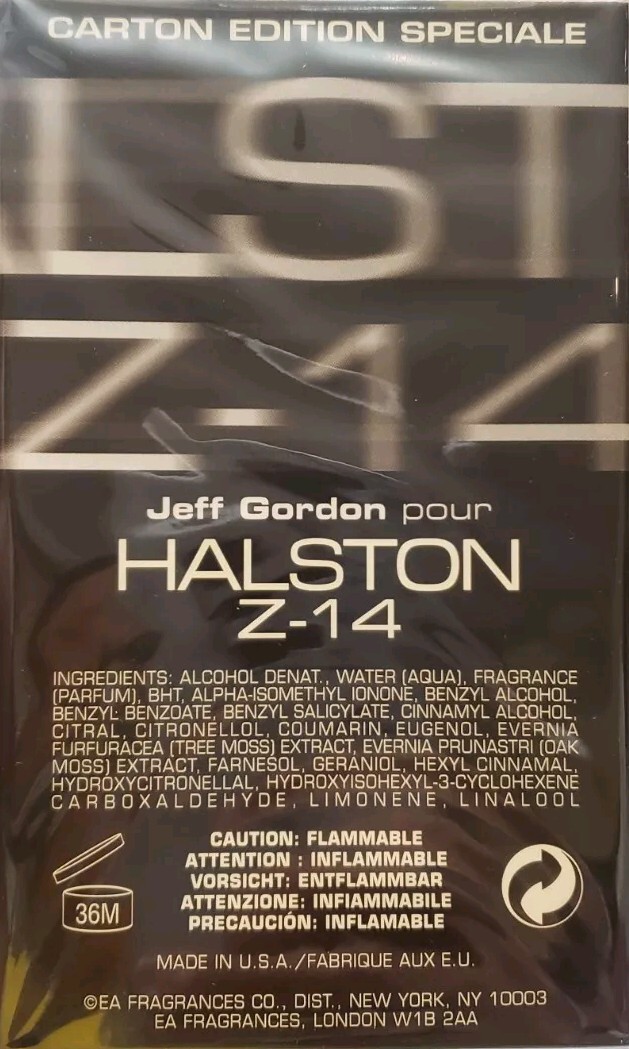 Jeff Gordon for Halston Z-14 cologne spray Special Edition Carton
