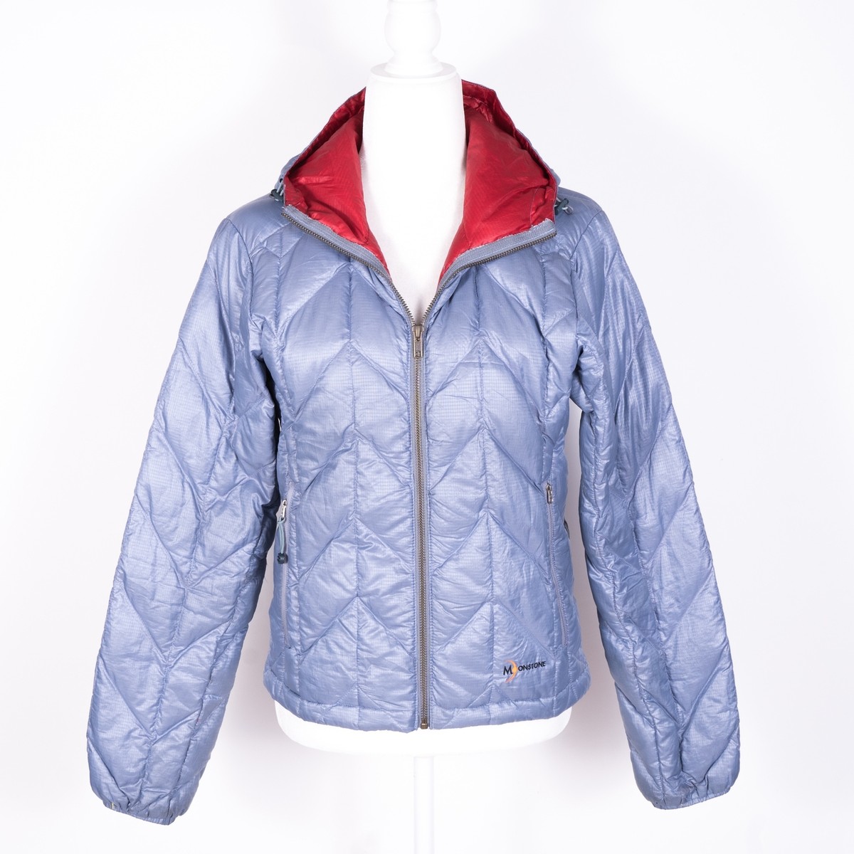 ジャケット・アウター moonstone Puffer Jacket moon stone Moonstone Puffer Jacket Scuba Hoodie Zip Pockets Silver Blue