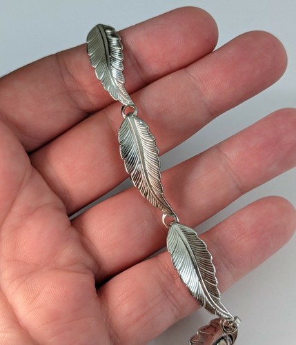 Vintage Silver Toned Feather Link Bracelet Silver Toned southwestern boho - Bild 4 von 5