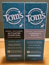 2 Tom’s Of Maine Fluoride Natural Toothpaste-Luminous White & Activated Charcoal