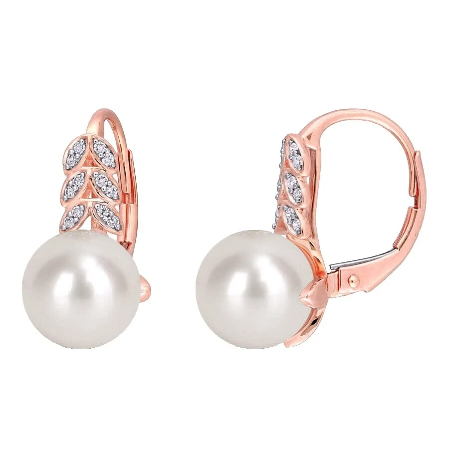 珍珠玫瑰金白色时尚耳环
