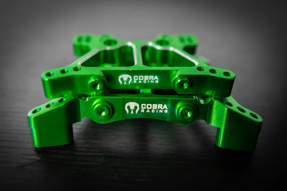 CR Green Aluminum Shock Towers for Traxxas 4x4 Slash, Stampede, Hoss - Image 2 of 4