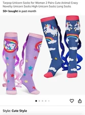 Magical Unicorn Socks with Ombre Tail - Novelty Socks for Women - 2 pairs