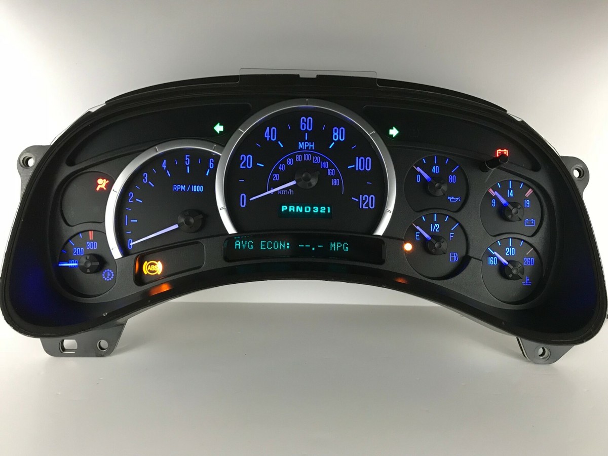 03 04 05 Escalade Speedometer Instrument Gauge Cluster with Blue
