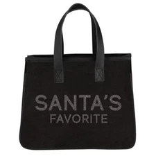 Black Mini Canvas Tote Santa's Favorite Size 11in W x 9.5in H x 6in D Pack of 2