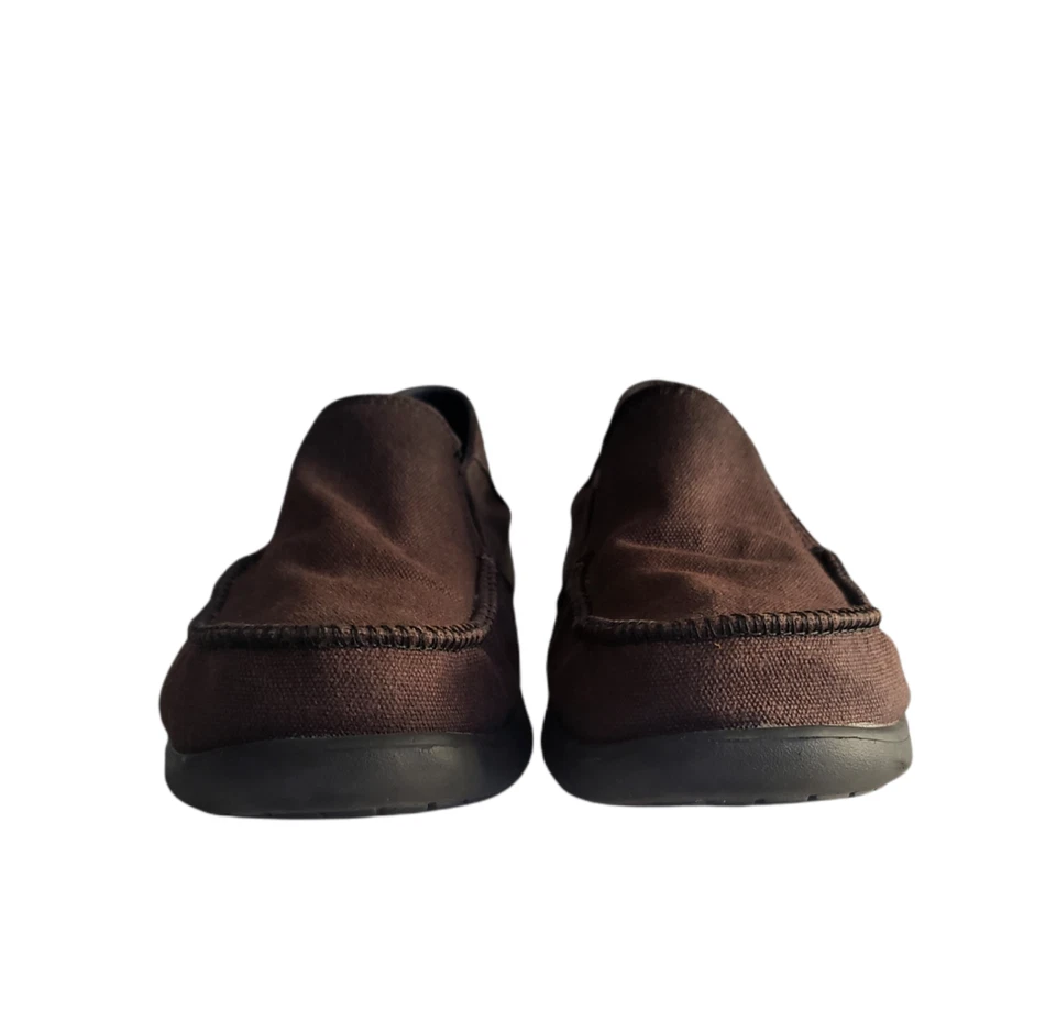 Crocs Kids Santa Cruz Canvas Loafer Slip on Junior Size 4 J4 Brown - Image 3 of 4