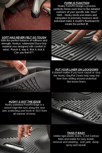 HUSKY X-Act Contour Floor Mats for Chevy Silverado GMC Sierra Crew Cab 3 pc Set - Picture 2 of 10