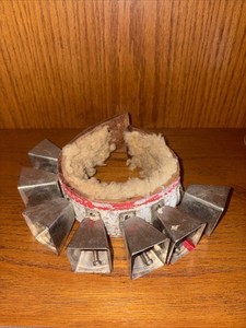 Vintage Native American Indian Ankle Dance Bells - Painted Leather
