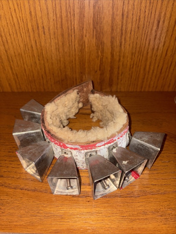 Vintage Native American Indian Ankle Dance Bells - Painted Leather