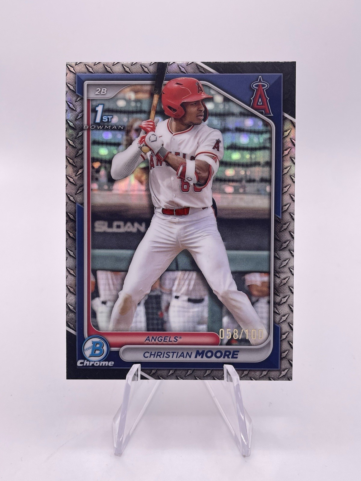 2024 Bowman Chrome Christian Moore 1st Steel Metal Refractor /100 - Angels