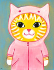 Orange Cat in Costume Painting, Whimsical Cat Art 8x10 — photo 3