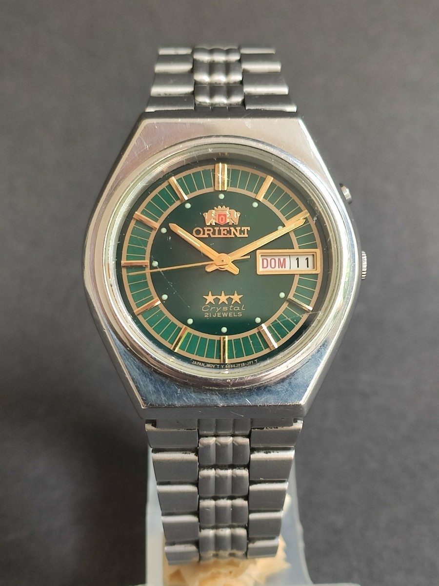 Automatic Watch Orient Star Green Dial Vtg ORIENT Tristar Star