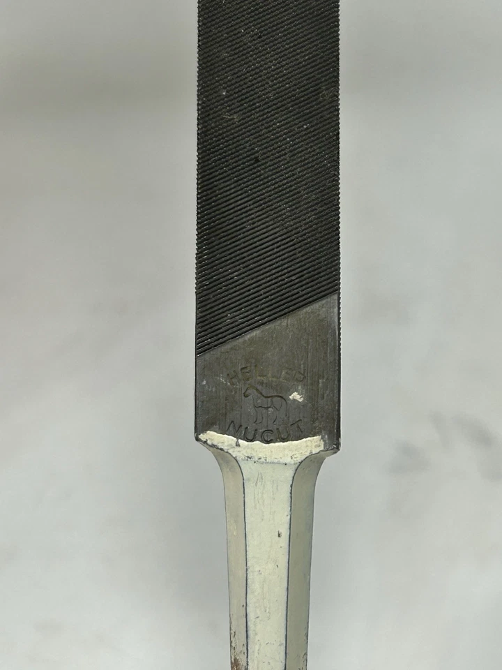 NOS Heller Nucut 6” Smooth Triangle File Lutz T-4 Skroo-Zon Handle USA 🇺🇸 - Image 4 of 4