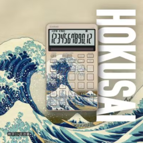 Casio Hokusai Design Art Wave Stylish Calculator JF-M200-TJ-KHK Beige Blue New