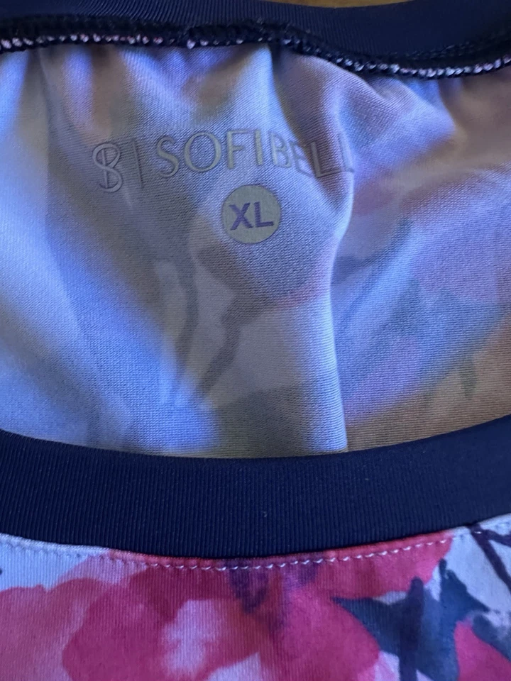 Camiseta deportiva Sofibella de malla floral manga larga para mujer XL UPF golf tenis nueva sin etiquetas Foto 3 de 4