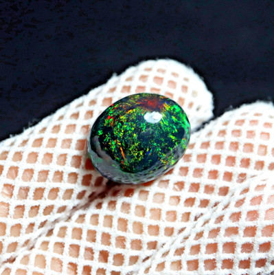 11.7 Cts Rare Find Smoked Black 18.8x15.3x8.7mm Oval Cut Ethiopian Opal Cabochon