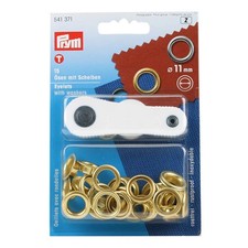 Prym - 11mm Eyelets with washers - Brass (pack of 15) - 541371