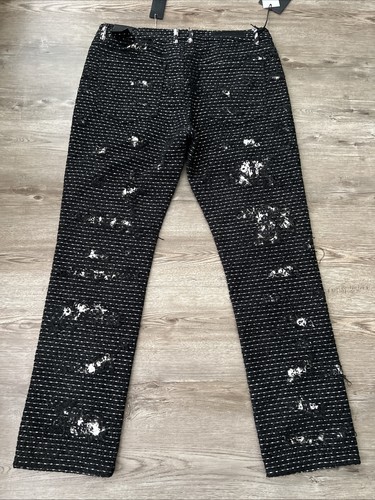 Embellish Skellington Boro Denim Jeans Mens 38x32 Black Straight Fit New - Picture 15 of 22