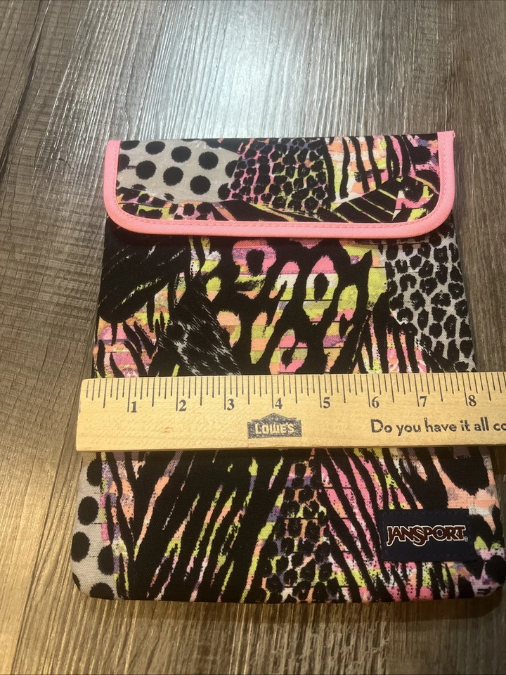 JANSPORT 1.0 Tablet Acolchoado iPad Capa Bolsa ZEBRA PRETO/BRANCO/ROSA EXCELENTE ESTADO USADO - Imagem 4 de 4