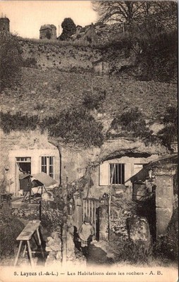 Troglodyte Habitations Postcard Rock Dwelling Child Luynes France Cave House