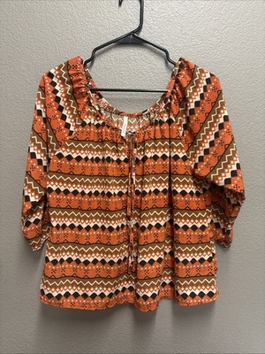 My Story Multicolored Blouse 3/4 Sleeve Pre-owned