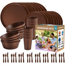40-Piece Unbreakable Dinnerware Set for Toddlers  Children, BPA-Free  Easy-...