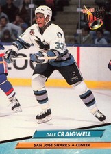 DALE CRAIGWELL 1992-93 Fleer Ultra #192 San Jose Sharks Center Hockey Card