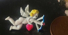 Vintage Enameled Metal Winged Cupid with Arrow and Heart Tie Tac Pin