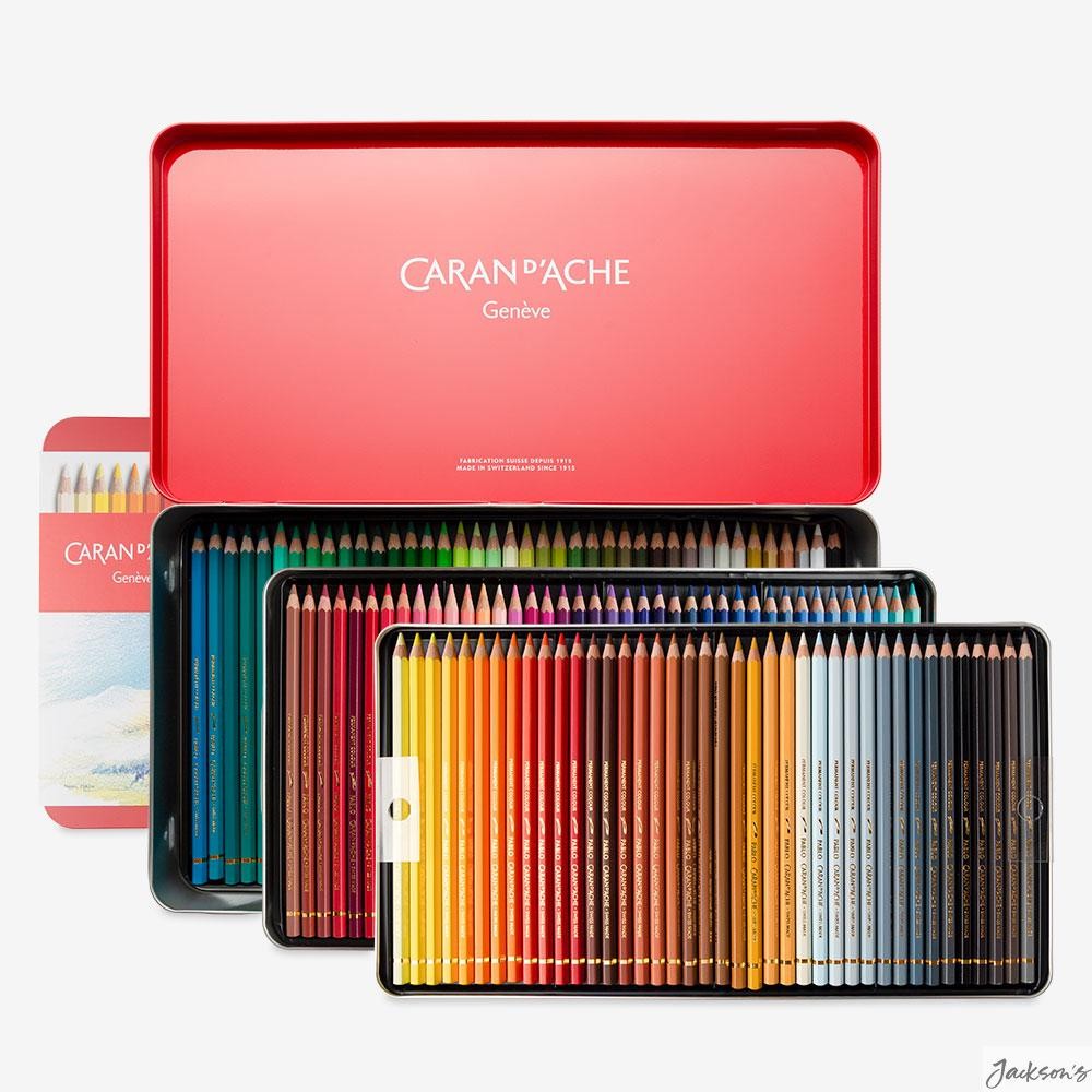 Caran d'Ache Pablo Coloured Pencils Wood 120 Set In Metal Tin For Drawing