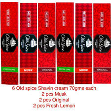 6 x Old Spice Lather Shaving Cream 70g Musk, Original, Fresh Lime Fresh stock