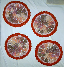 Handmade Round Fabric Floral Coaster Set of 4...