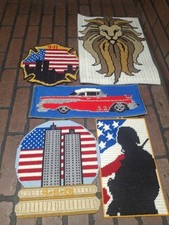 Cross Stitch Items Lot Vintage Handmade Items Man Cave Military