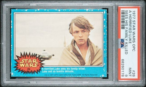 1977 Star Wars A HORRIFIED LUKE SEE HIS FAMILY KILLED #26 PSA 9 POP 5 NO 10 🔥