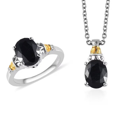 Karis Midnight Saphir Ring & Anhänger in 18K YG Platan & Plati Bond mit