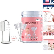 42-Pcs Baby Tongue Cleaner Soft Disposable Toothbrush Set for Infants 0-36M