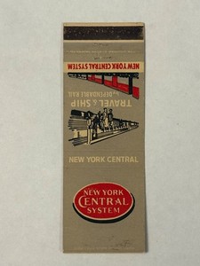 New York Central System Matchbook Cover Railroad Travel Ship by Dependable Rail