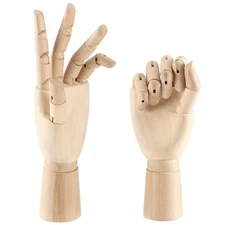 JOIKIT 2 Pack 12 Inches Wood Art Mannequin Hand, Left and Right Wooden Maniki...