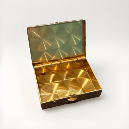 Vintage Brass Square Pill Box 1.5” x 1” NEW, OLD STOCK (quarter Not Included)