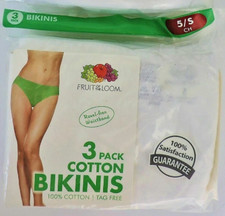 Fruit of the Loom Cotton Bikini Panties Slightly Imperfect Size 5 Small 3pk